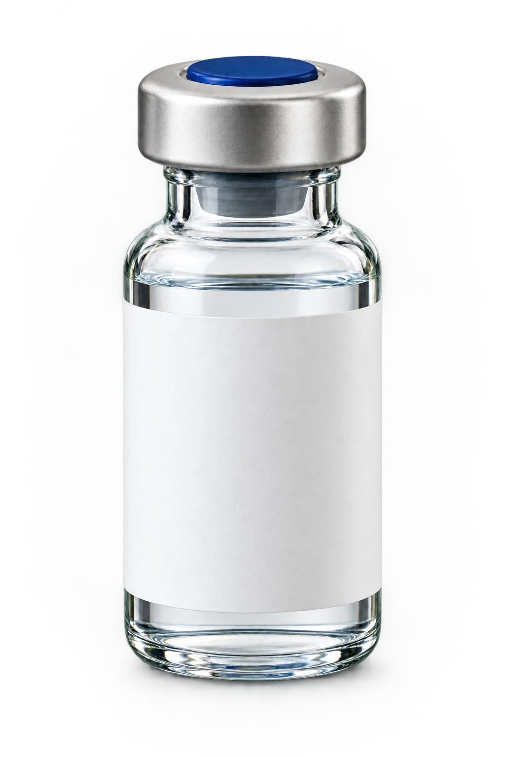 A clear laboratory vial with an unmarked label